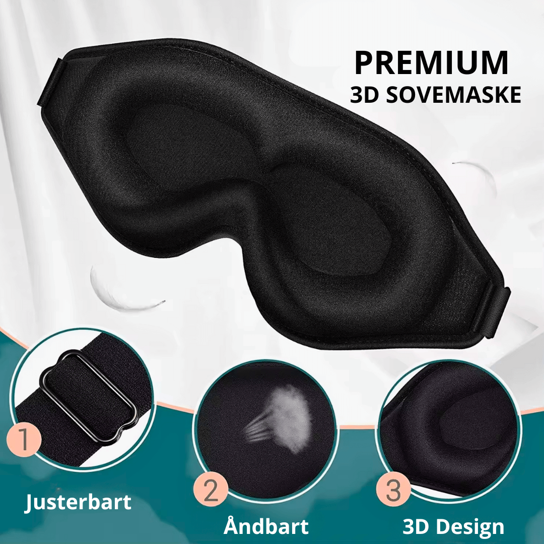 Premium sovemaske med memory foam fra NoseFix - designet til maksimal komfort og bedre søvn.